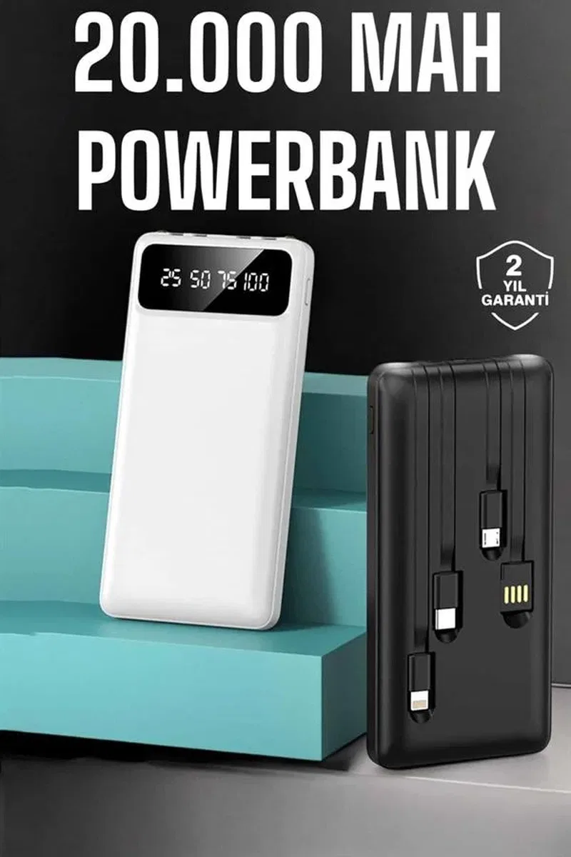 Powerbank 20. 000 Mah Dijital Göstergeli LCD Ekran Uzun Pil Ömrü Yeni Nesil görsel 2