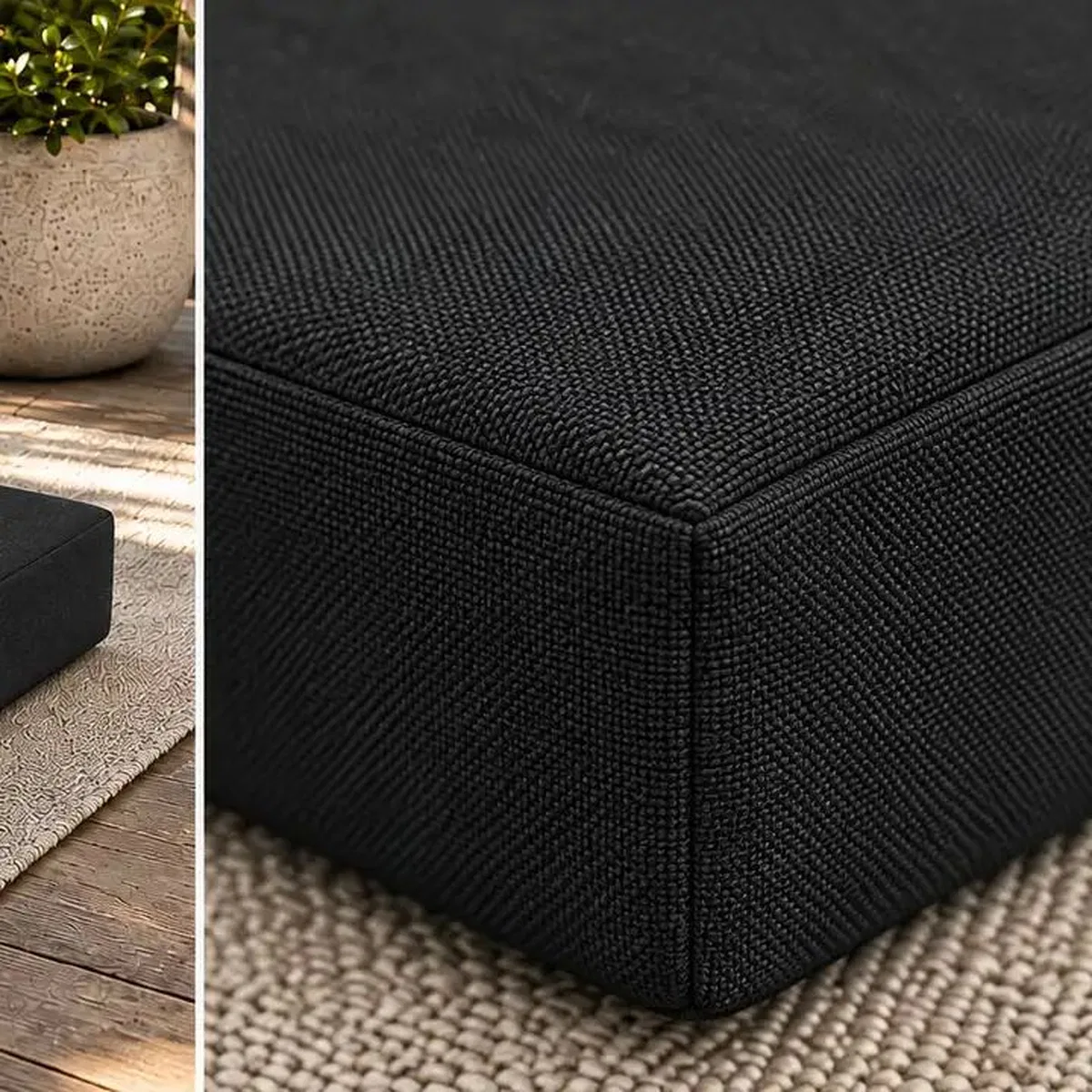 Kedi Köpek Yatağı Kare Blok Minder · 50 × 50 × 7 cm · Siyah görsel 2