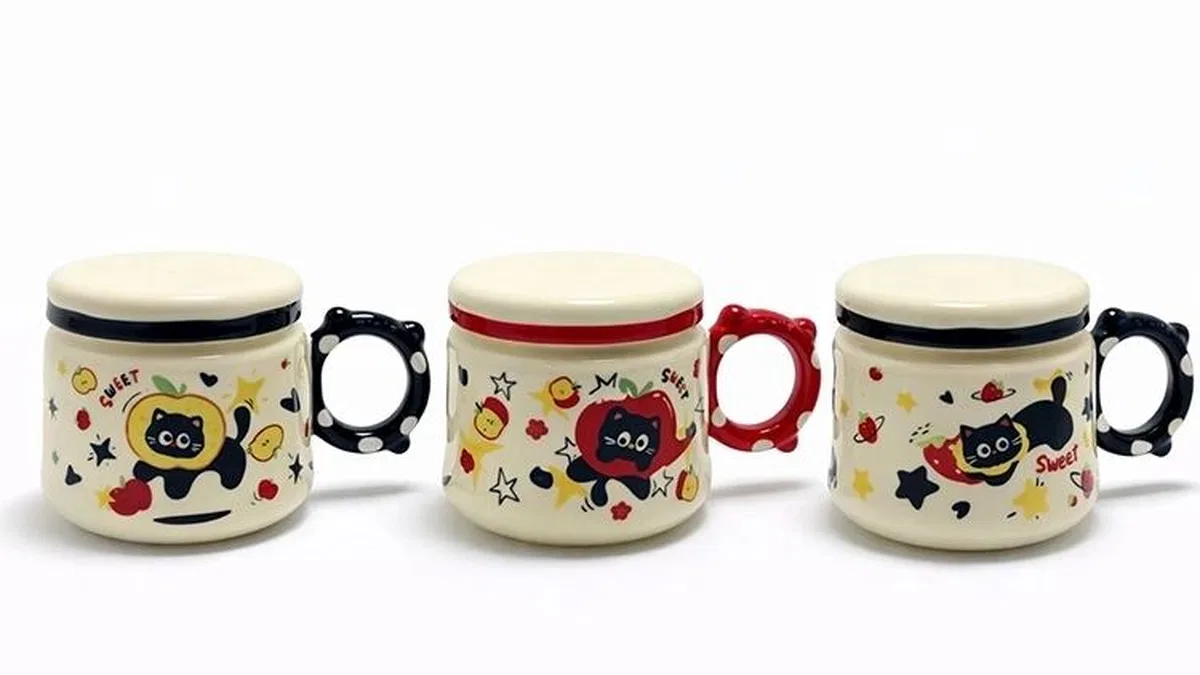 3d Kedi Figürlü Kapaklı Kupa Bardak Alk5035