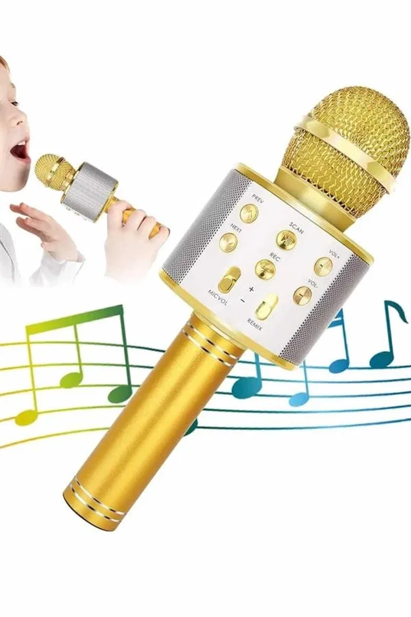 Karaoke Mikrofon Dahili Hoparlörlü Sd-usb-aux Girişli Bluetooth Hoparlör görsel 4