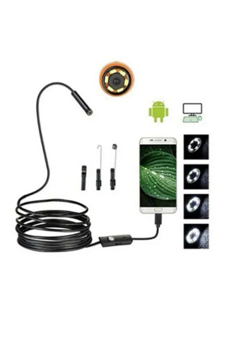 Endoskop 3 İn 1 Yılan Kamera Usb Micro Usb Type-c 20 Metre Sert Kablo görsel 2
