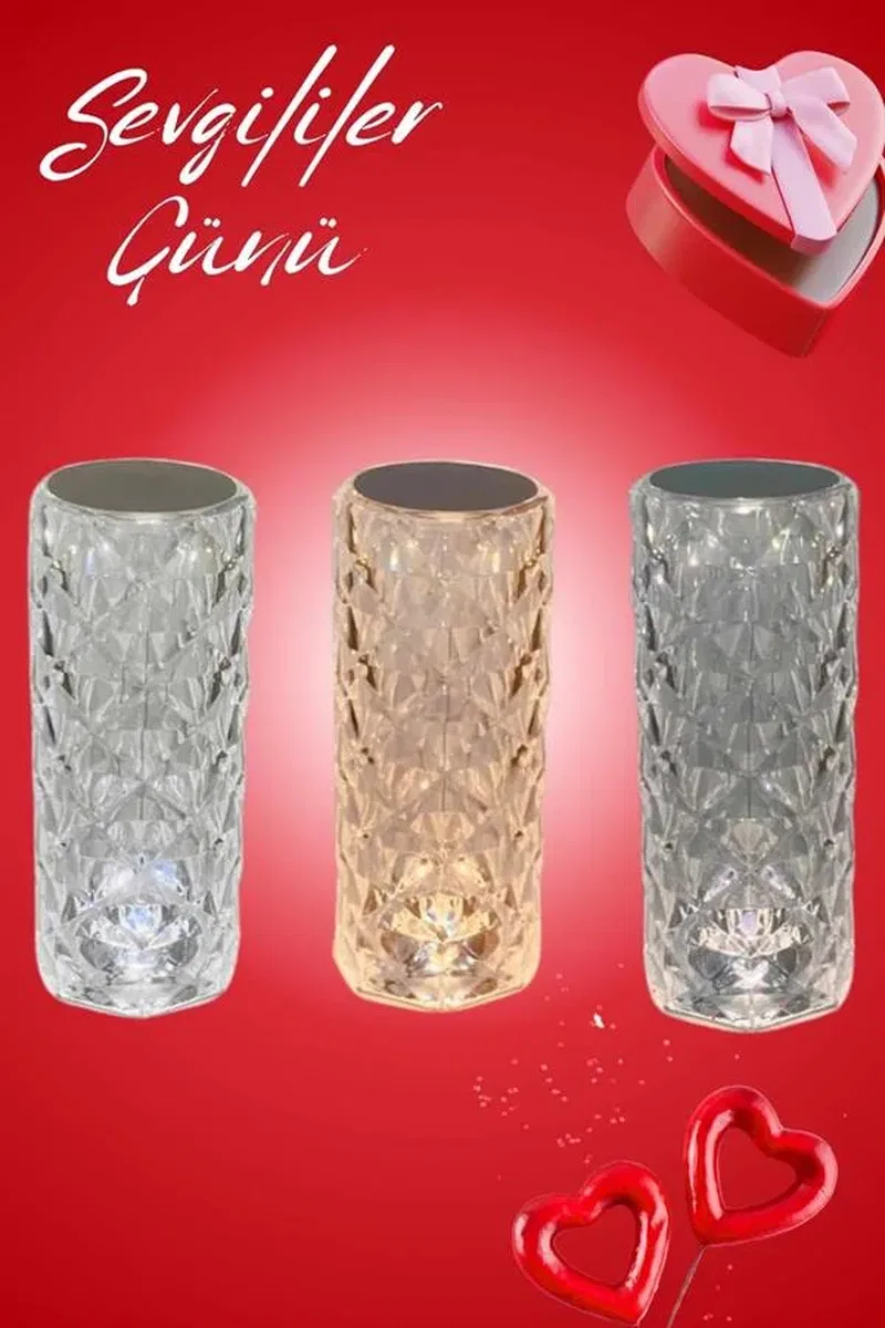 Sevgililer Günü İçin Hediye Kristal Lamba Sevgiliye Hediye USB Şarjlı Gece Lambası görsel 5