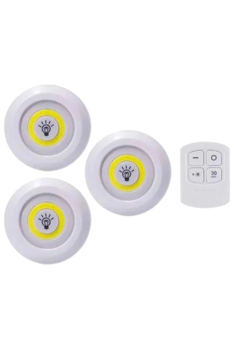 Led Lamba 3'lü Uzaktan Kumandalı Yapışkanlı görsel 4