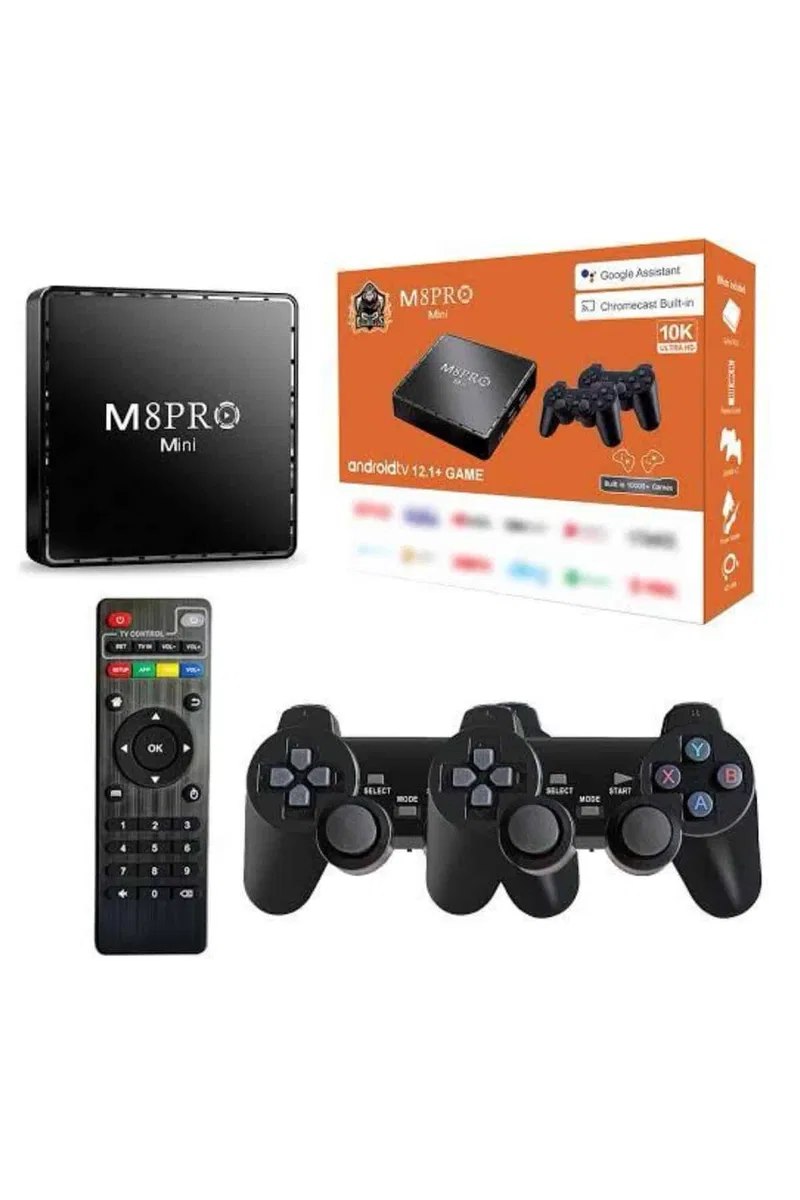 Android Tv Box 2. 4g 10k Ultra Hd 2gb Ram 64gb Hafıza 10000 Retro Oyunlu Konsol Game Stick M8 Pro görsel 2