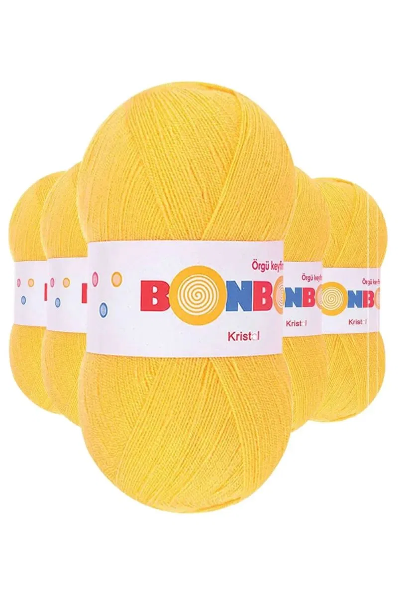 5 Adet Kristal El Örgü Lif İpi Sarı 98217 - bonbon mudanis