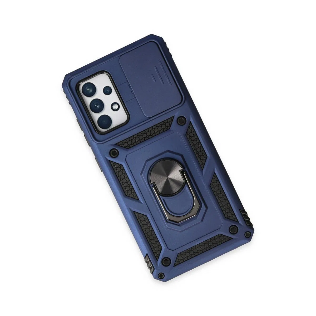 Samsung Galaxy A72 Kılıf Pars Lens Yüzüklü Silikon - Lacivert görsel 3