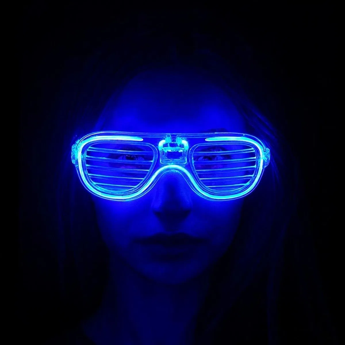Mavi Led Işıklı Parti Gözlüğü - Neon Glow Şerit Gözlük 3 Modlu görsel 3