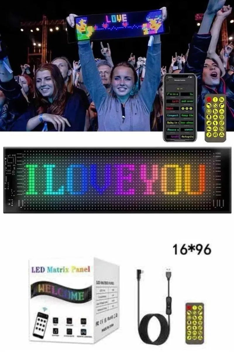 Cama Yapışan En Büyük Boy Telefon Kontrollü Led Ekran Digital Araba Yazısı görsel 4