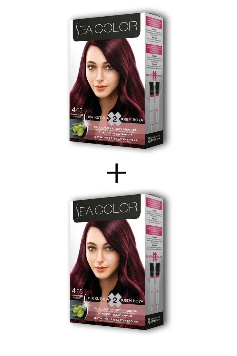 2X2 Tüp Krem Saç Boyası Seti Şarap Kızılı No: 4. 65