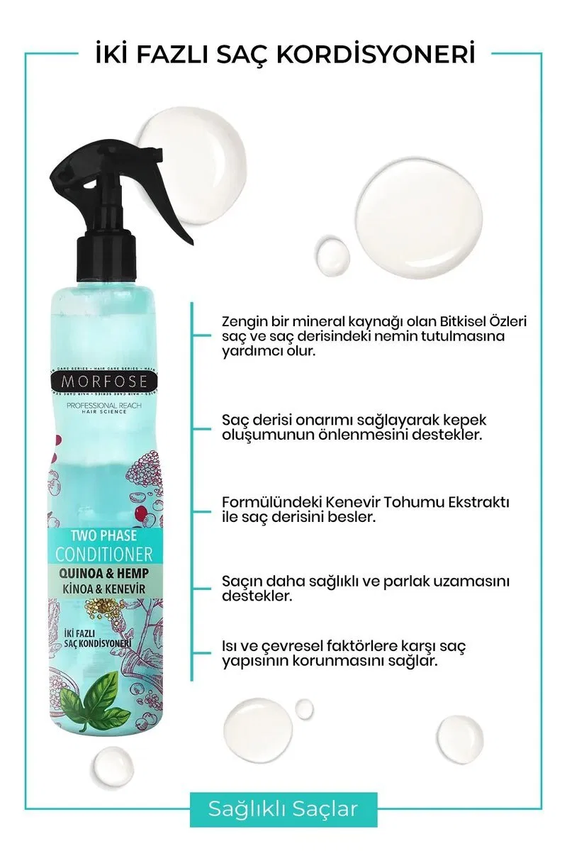 Çift Fazlı Kinoa & Kenevir Kondisyoner Fön Suyu 400 ML - mrfs görsel 3