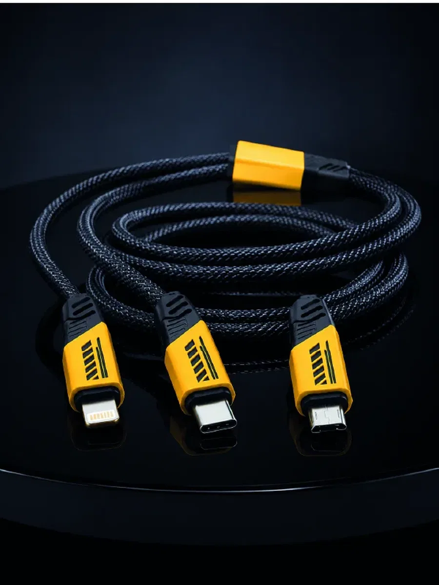 240W Çoklu Şarj Kablosu Type-C Lightning Micro USB Örgü Kablo görsel 4