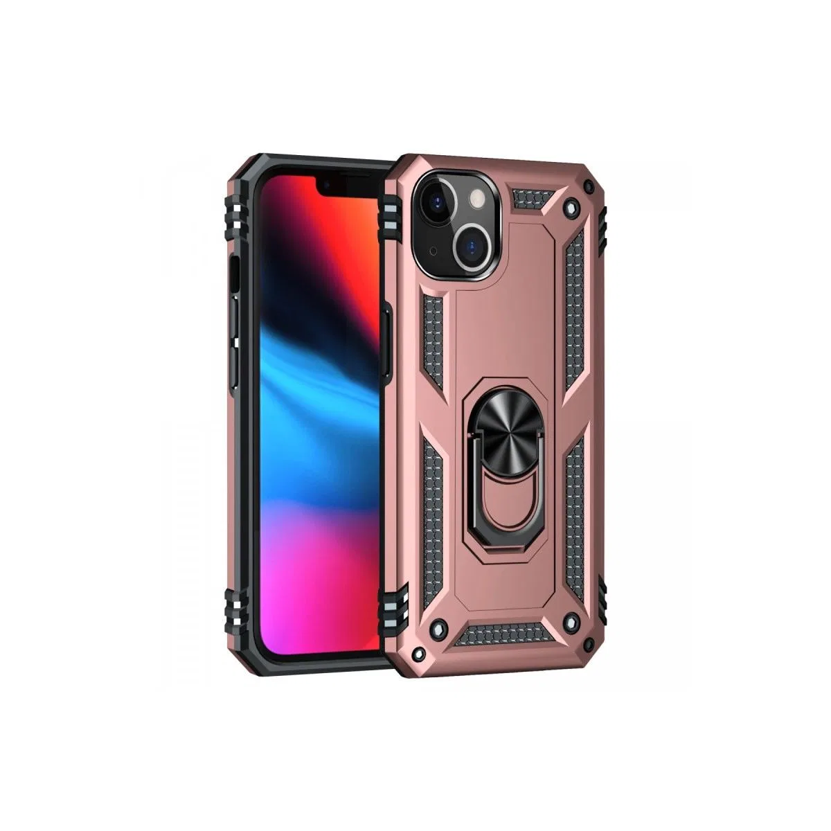 Apple İphone 13 Kılıf Sofya Yüzüklü Silikon Kapak - Rose