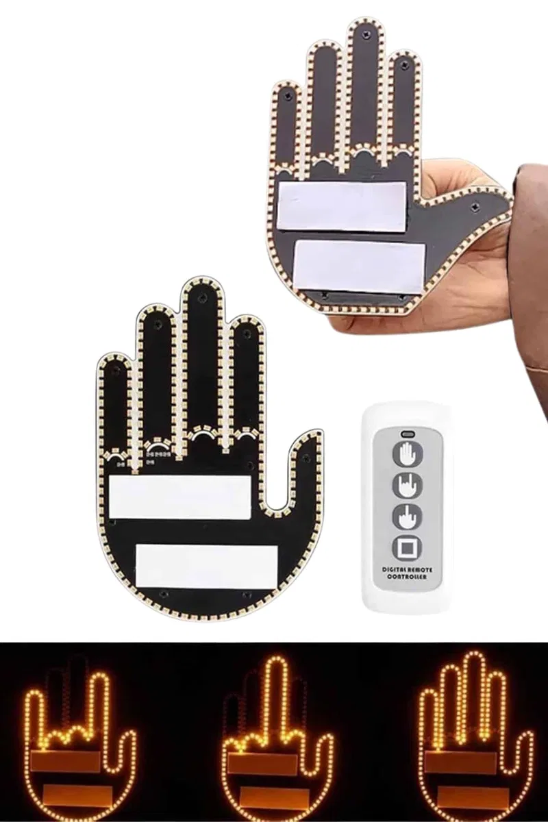 Kumandalı El Led Araba İçi 4 Farklı Mod El Orta Parmak Led görsel 3