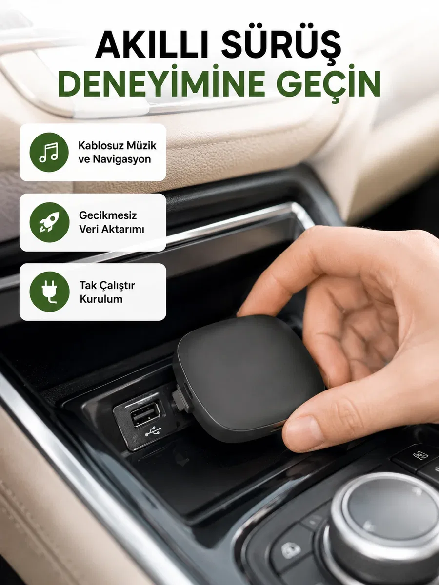 Android Auto Kablosuz Bağlantı Adaptörü 5. 8GHz Hızlı WiFi ve Kompakt Tasarımlı Yeni Nesil