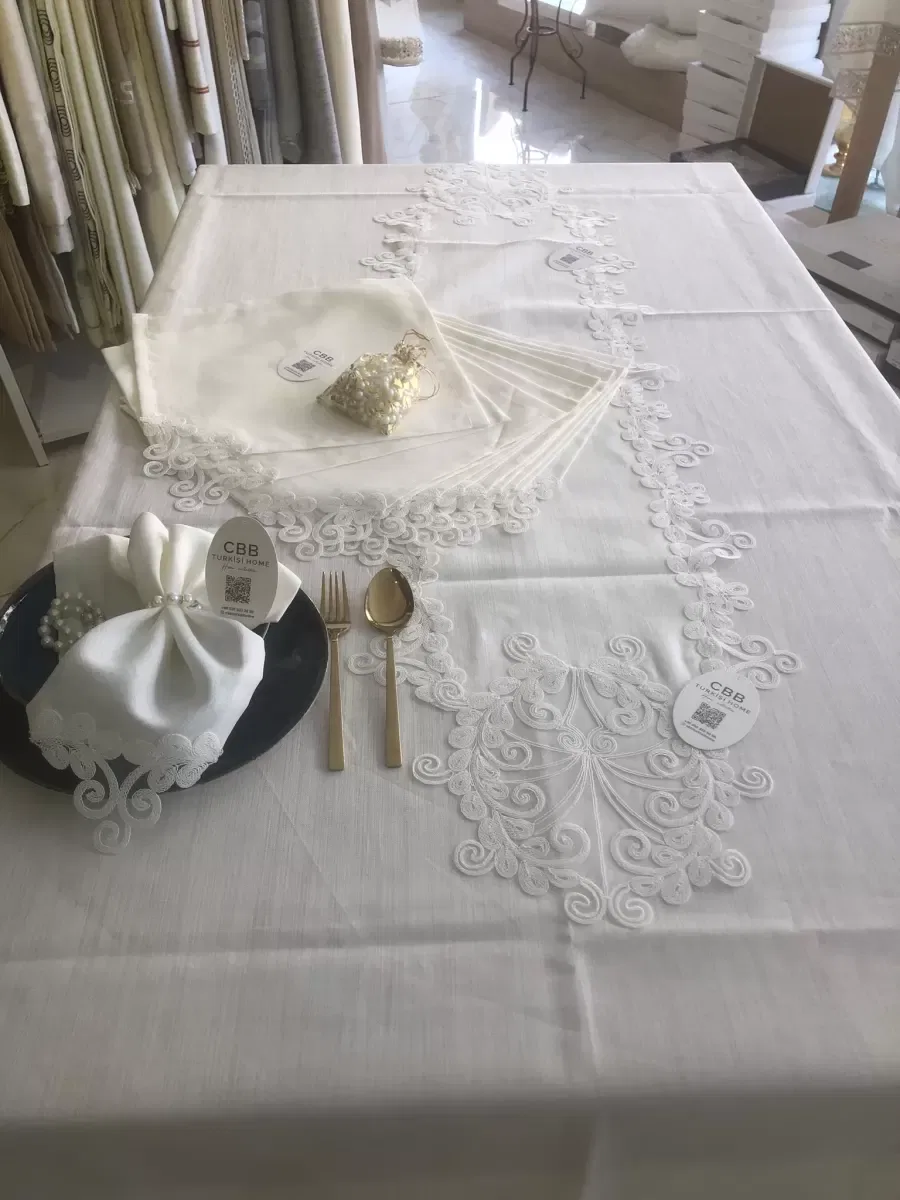 Sofra Takımı 12 Kişilik 26 Parça Anna Model Yemek Takımı Örtüsü Dertsiz 160 x 260 cm Masa Örtüsü