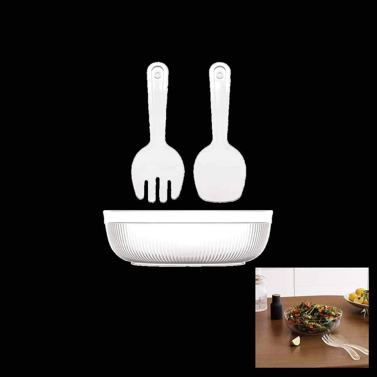 3 Parça 4000 ml Salata Seti - Mika & Kristal Plastik görsel 2