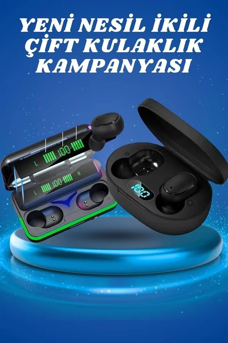 İkili Bluetooth Kulaklık Dijital Göstergeli Uzun Pil Ömrü Yüksek Ses Kaliteli Yeni Nesil görsel 2