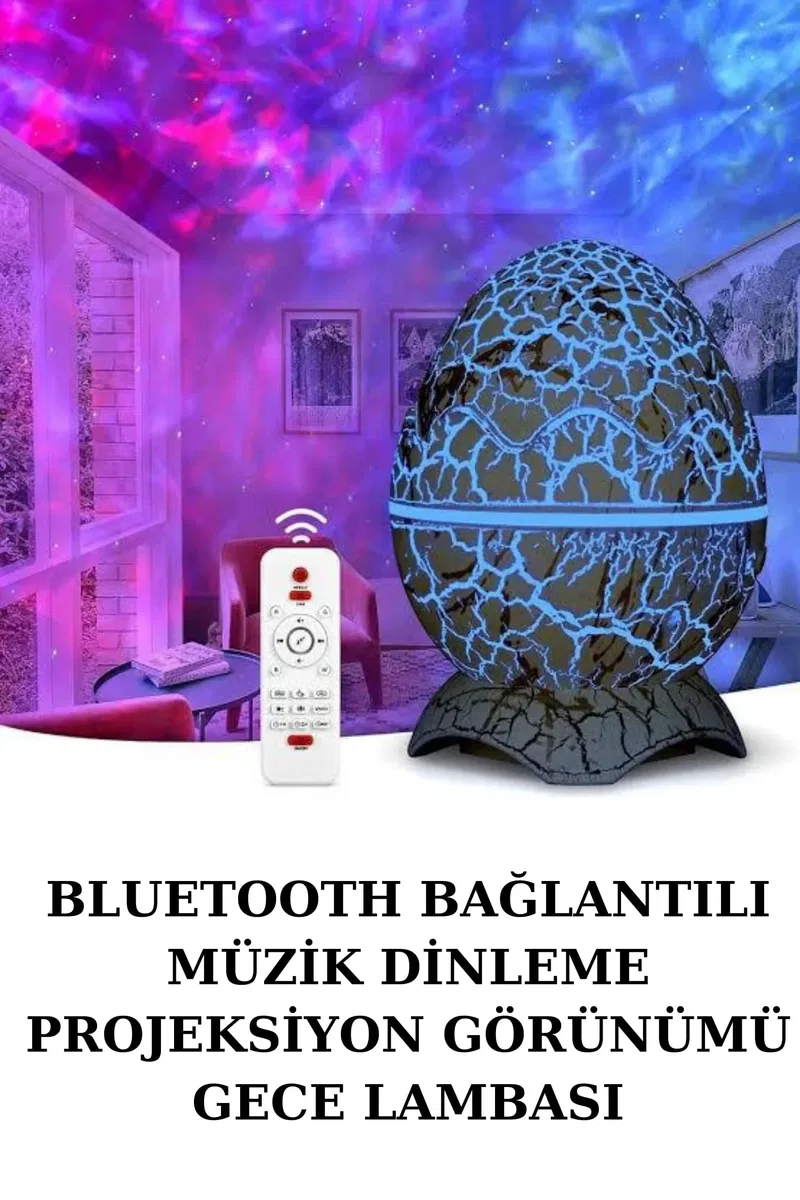 Yumurta Şeklinde Su Dalgalı Bluetooth Speaker Lamba Renkli Şarjlı görsel 2