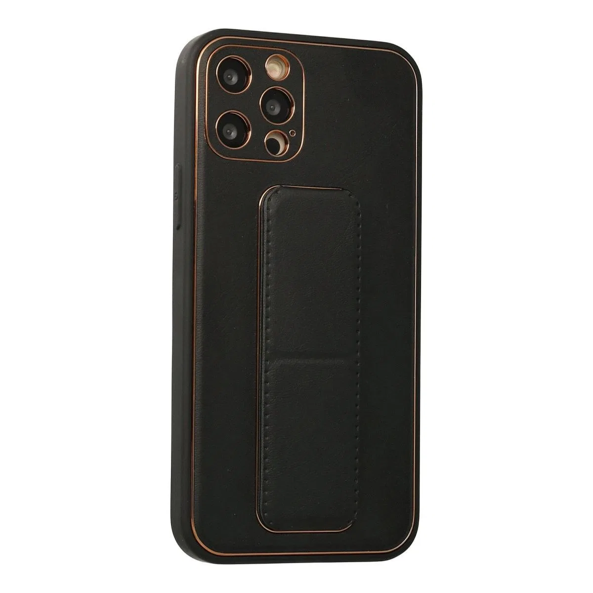 Apple İphone 12 Pro Kılıf Coco Deri Standlı Kapak - Siyah görsel 2