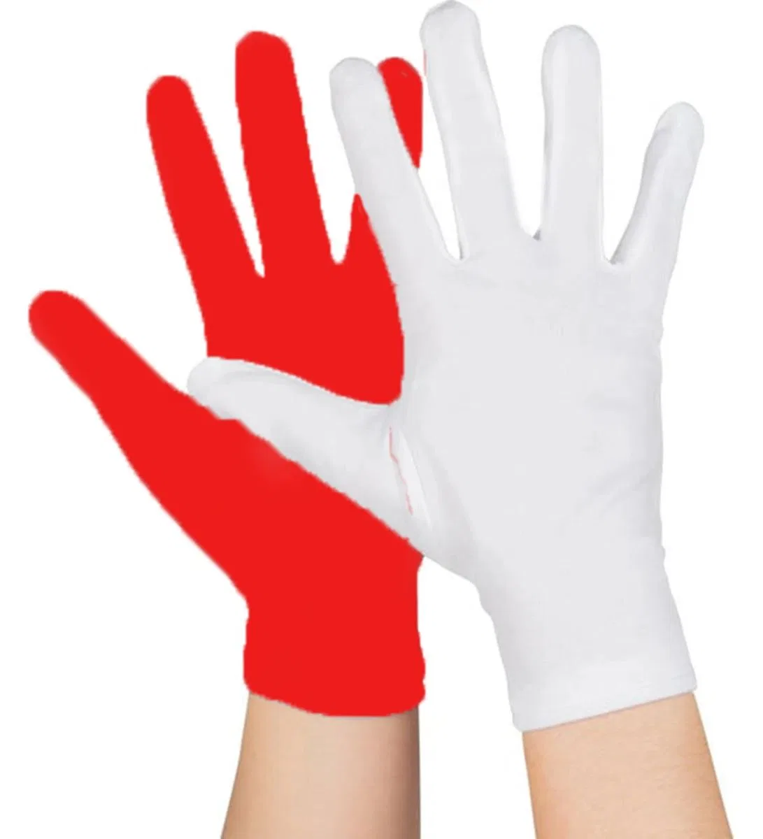 Gösteriler İçin 1 Çift Kırmızı Beyaz Pandomim Eldiveni Çocuk Boy görsel 3