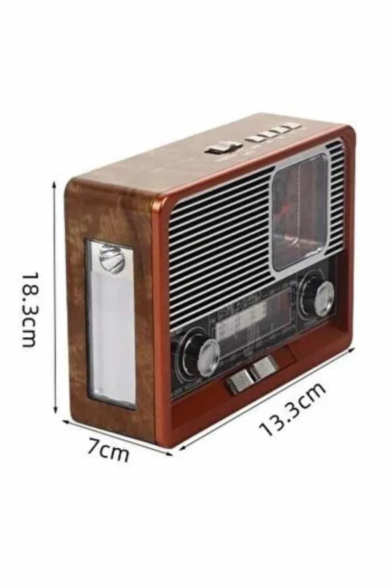 Vintage Nostaljik Radyo AUX USB SD Kart Girişli Şarjlı Bluetooth Bağlantılı görsel 4