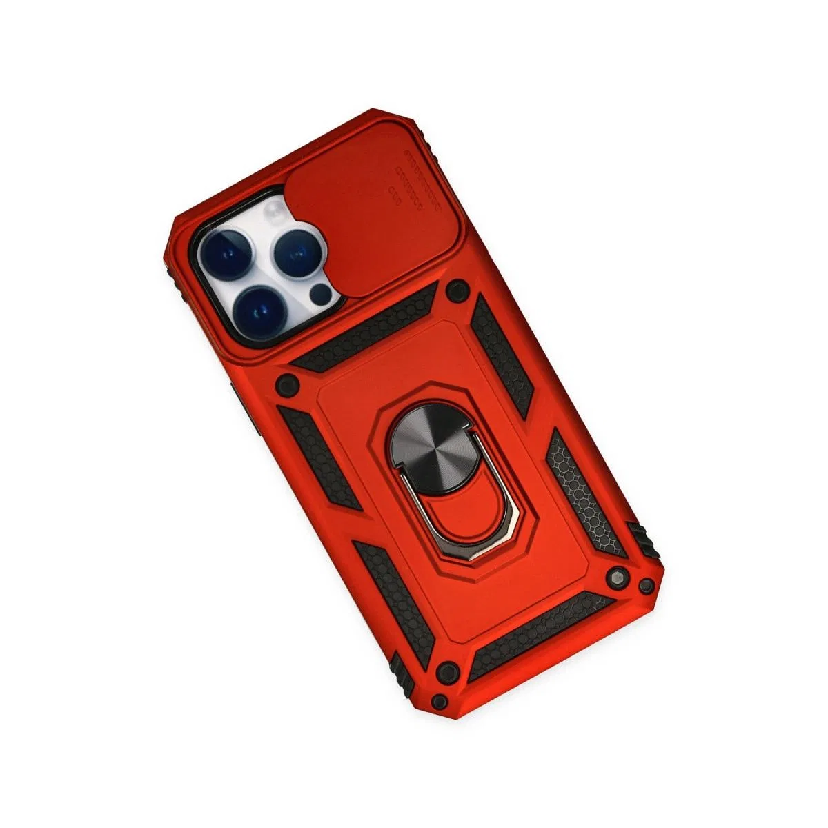 Apple İphone 14 Pro Kılıf Pars Lens Yüzüklü Silikon - Kırmızı görsel 3