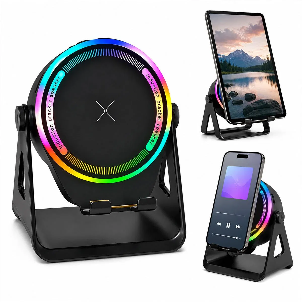 Bluetooth Hoparlör 5W RGB Işıklı Telefon Tutuculu