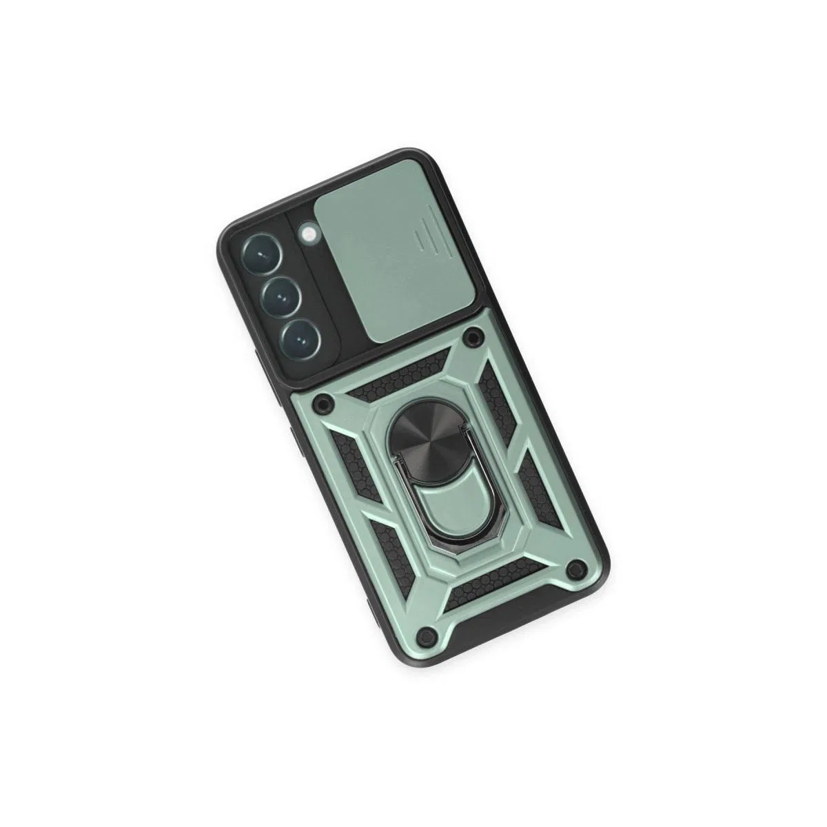 Samsung Galaxy S23 Kılıf Pars Lens Yüzüklü Silikon - Yeşil görsel 3