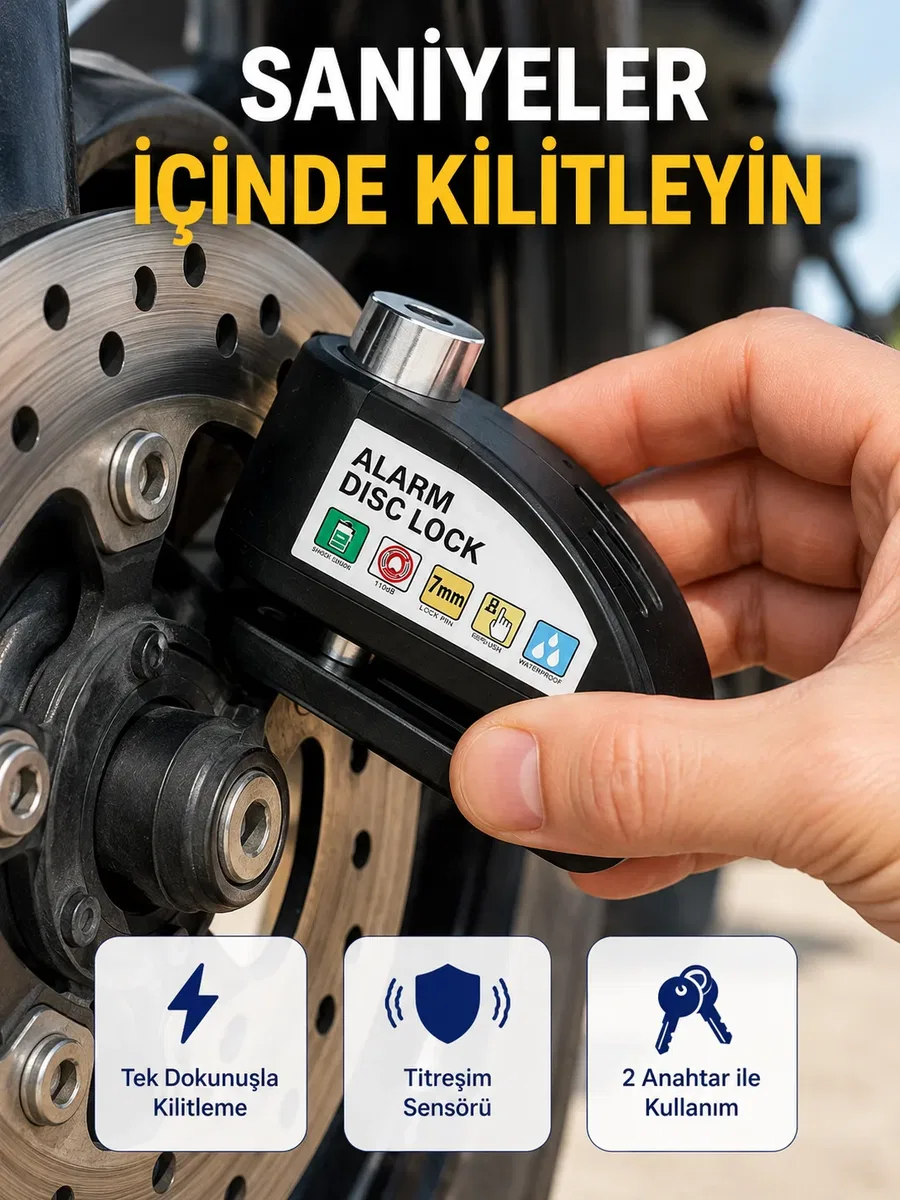 110 dB Alarm Disk Kilidi Motosiklet Scooter Bisiklet Güvenlik Yeni Nesil