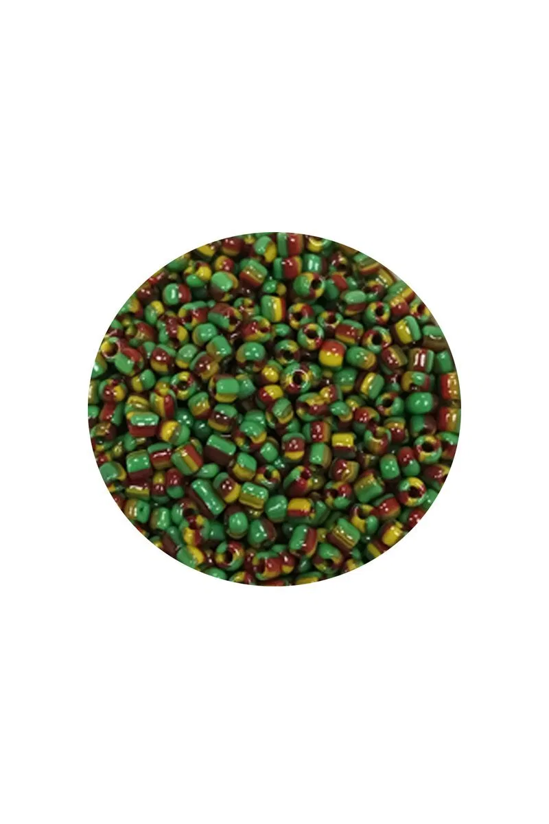 Dökme Cam Kum Boncuk (11/0) 2 mm - 20 Gram - Yeşil Sarı Çizgili - BNC006 görsel 2