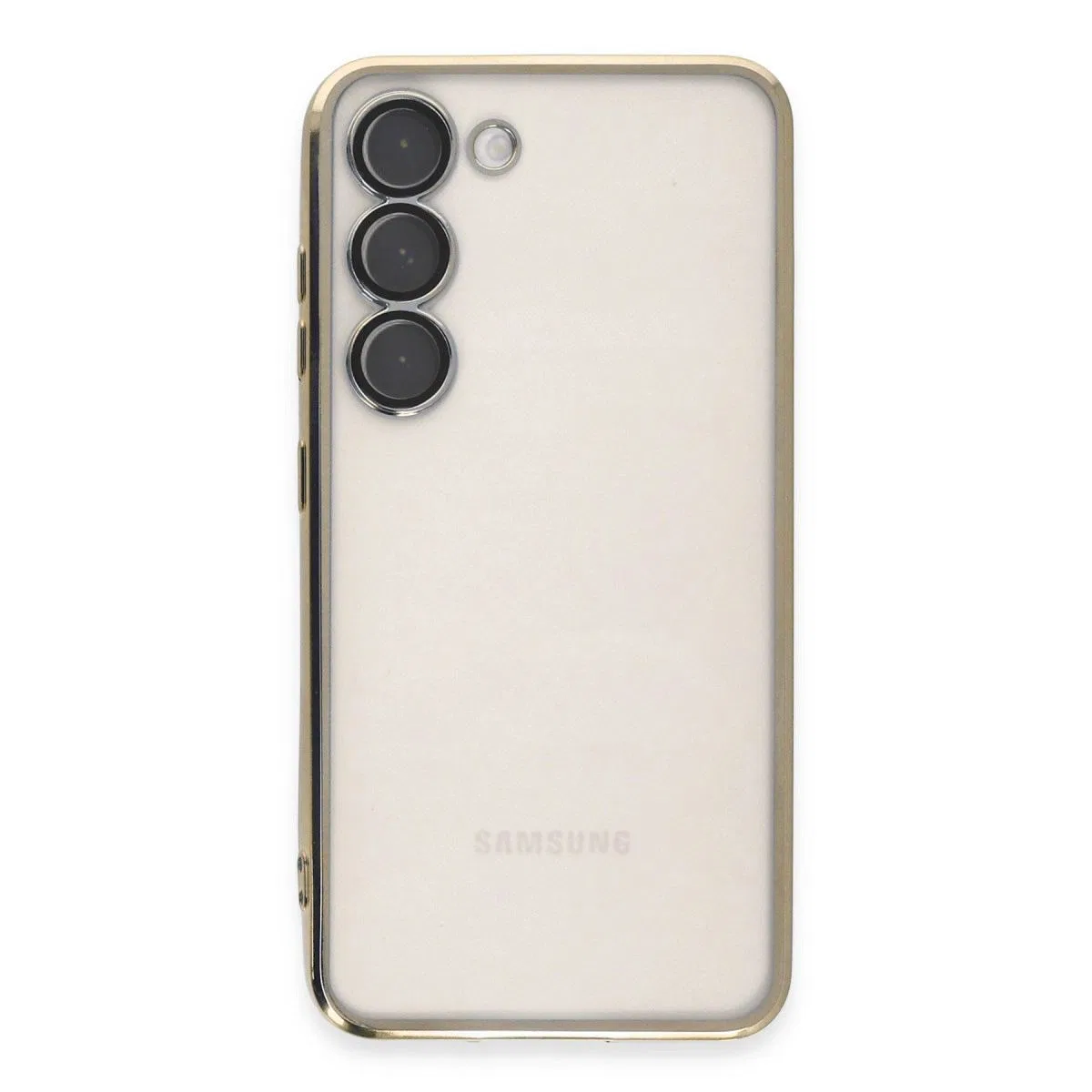 Samsung Galaxy S23 Kılıf Razer Lensli Silikon - Gold görsel 2
