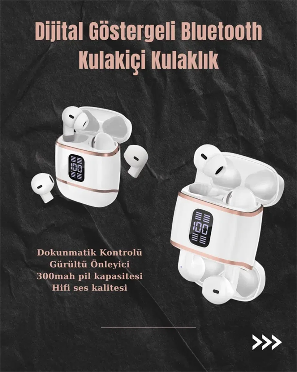 Dijital Göstergeli Bluetooth Kulakiçi Kulaklık – 4’lü Paket, Gürültü Engellemeli görsel 2