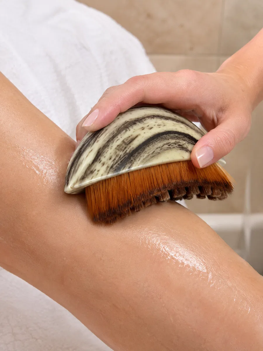 Masaj Fırçası Ahşap Desenli Yumuşak Kıllı Vücut Temizleme ve Banyo Fırçası görsel 6