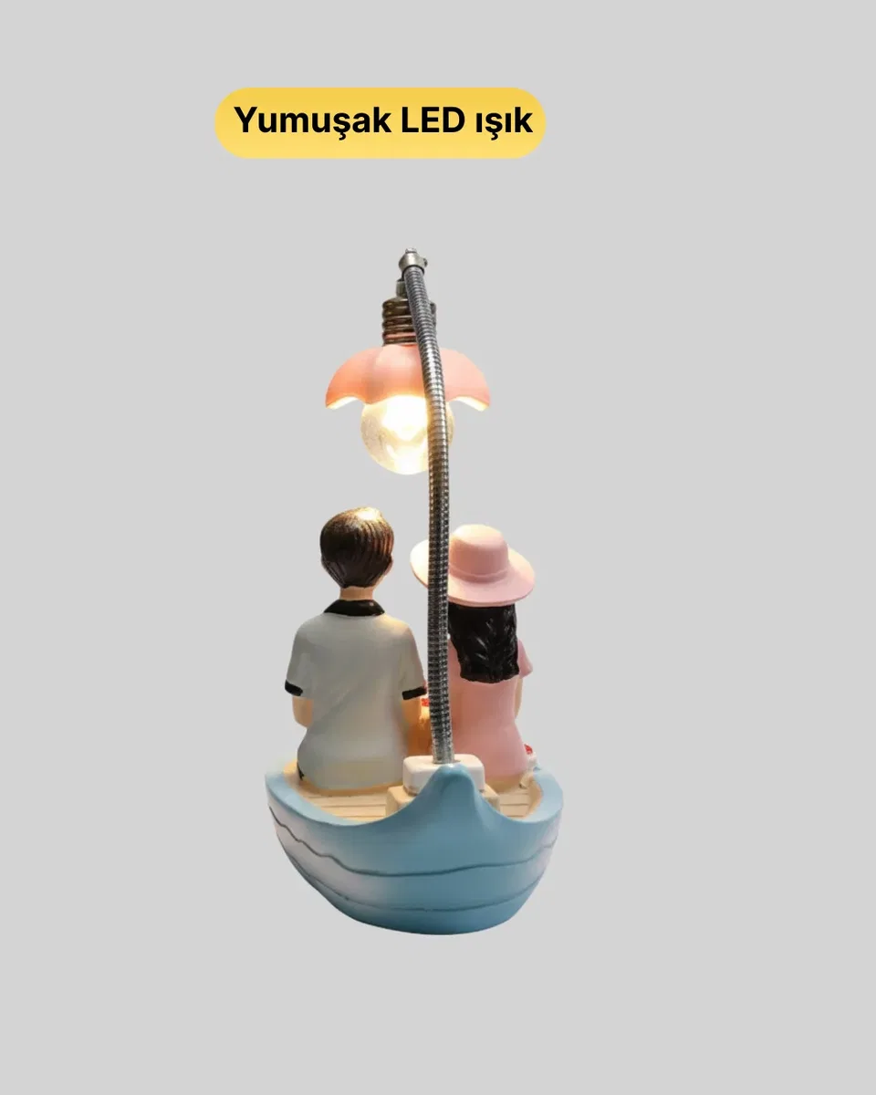 Oturan Çift Figürlü LED Masa Lambası Romantik Hediye Yeni Nesil görsel 3