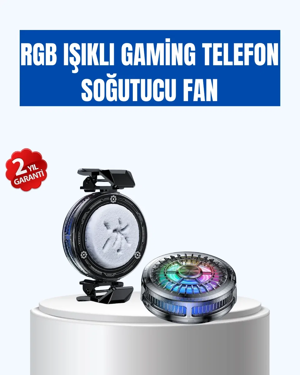 Gaming Telefon Soğutucu RGB Fan Sessiz Çalışma Tüm Modeller Uyumlu