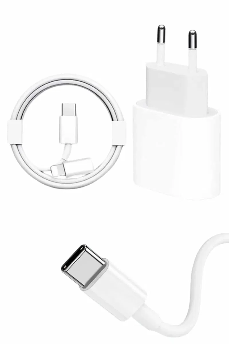 15/Pro/Pro Max 20W İOS Uyumlu Hızlı Şarj Aleti Adaptörlü Beyaz görsel 2