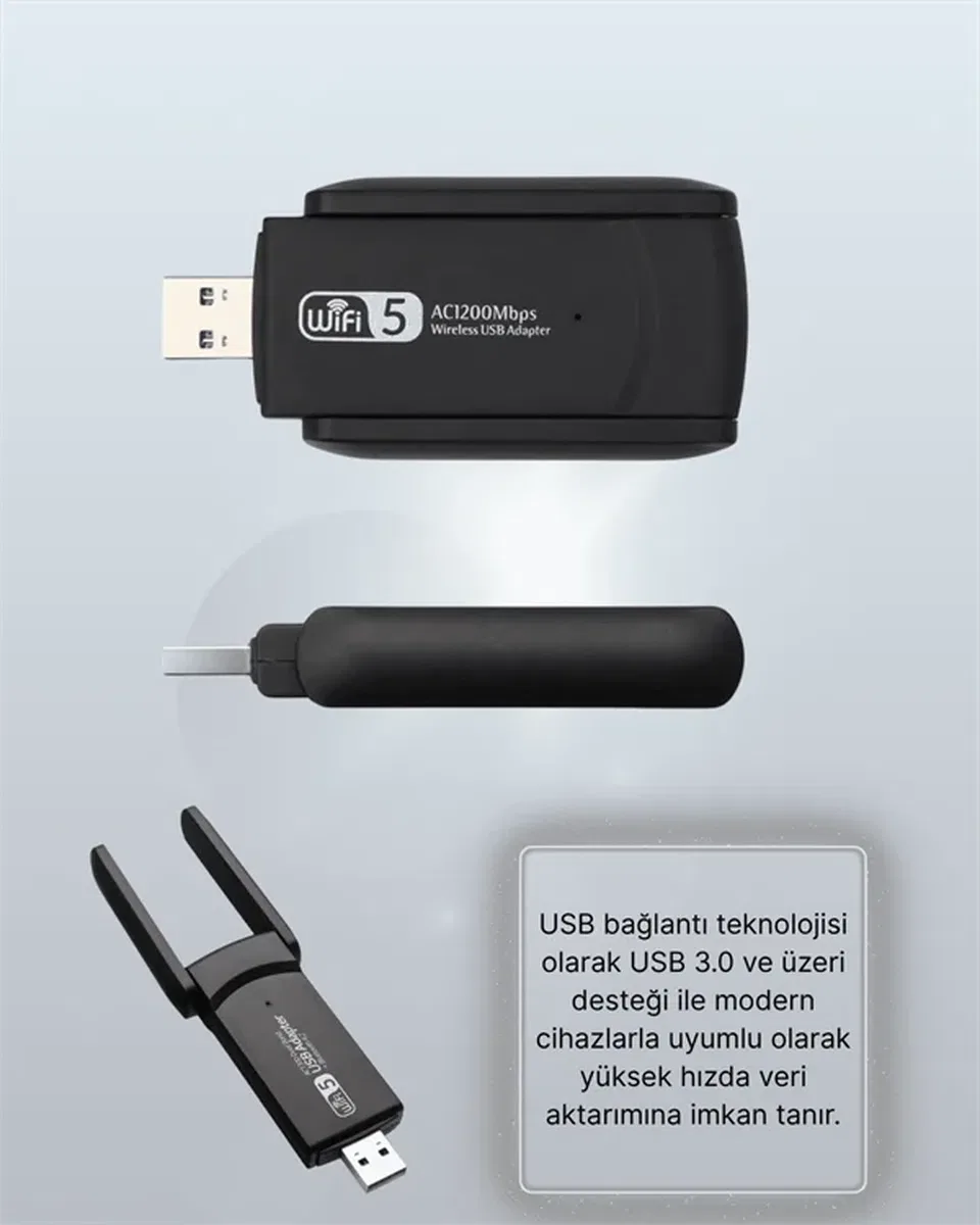 USB 3. 0 Wireless Adaptör – 2. 4GHz & 5GHz Destekli görsel 5