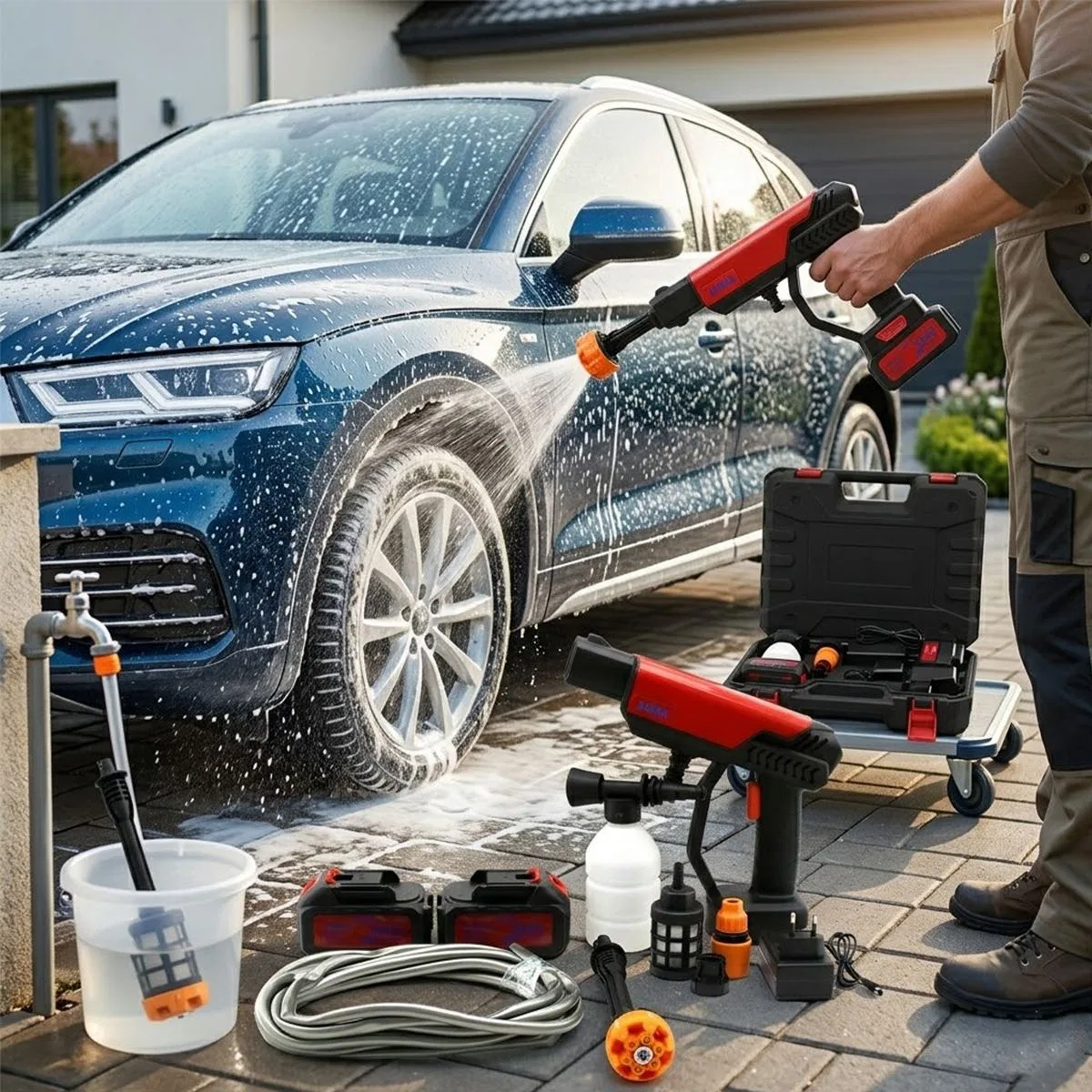 Şarjlı Araç Yıkama Makinesi 135W 19000RPM 21V 12000mAh görsel 3