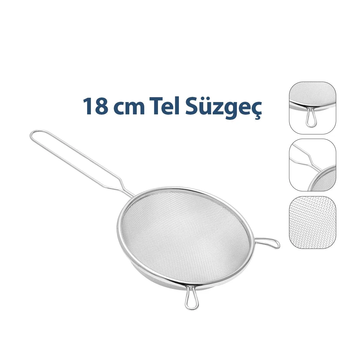 Tel Süzgeç 18 cm Metal Saplı Kulaklı görsel 2