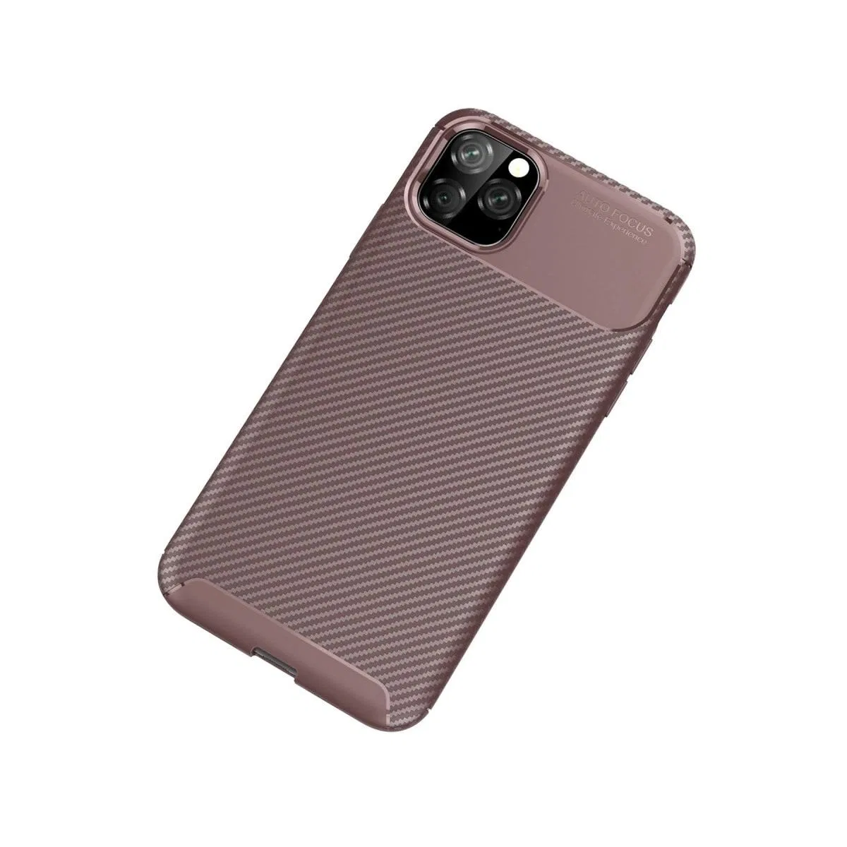 Apple İphone 11 Pro Max Kılıf Auto Focus Karbon Kapak - Kahverengi görsel 2