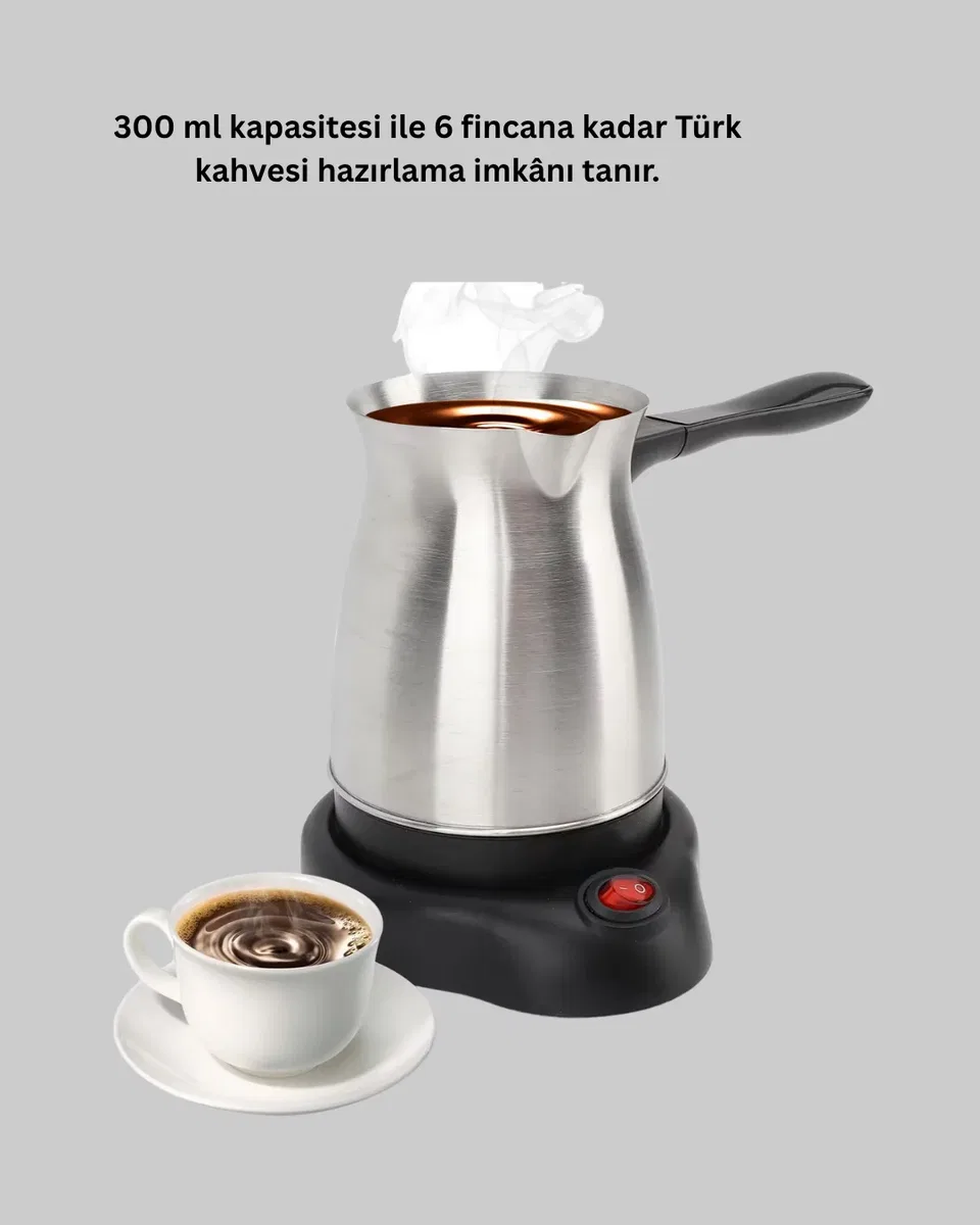 Elektrikli Türk Kahvesi Cezvesi 800W Kablosuz Döner Tabanlı görsel 5