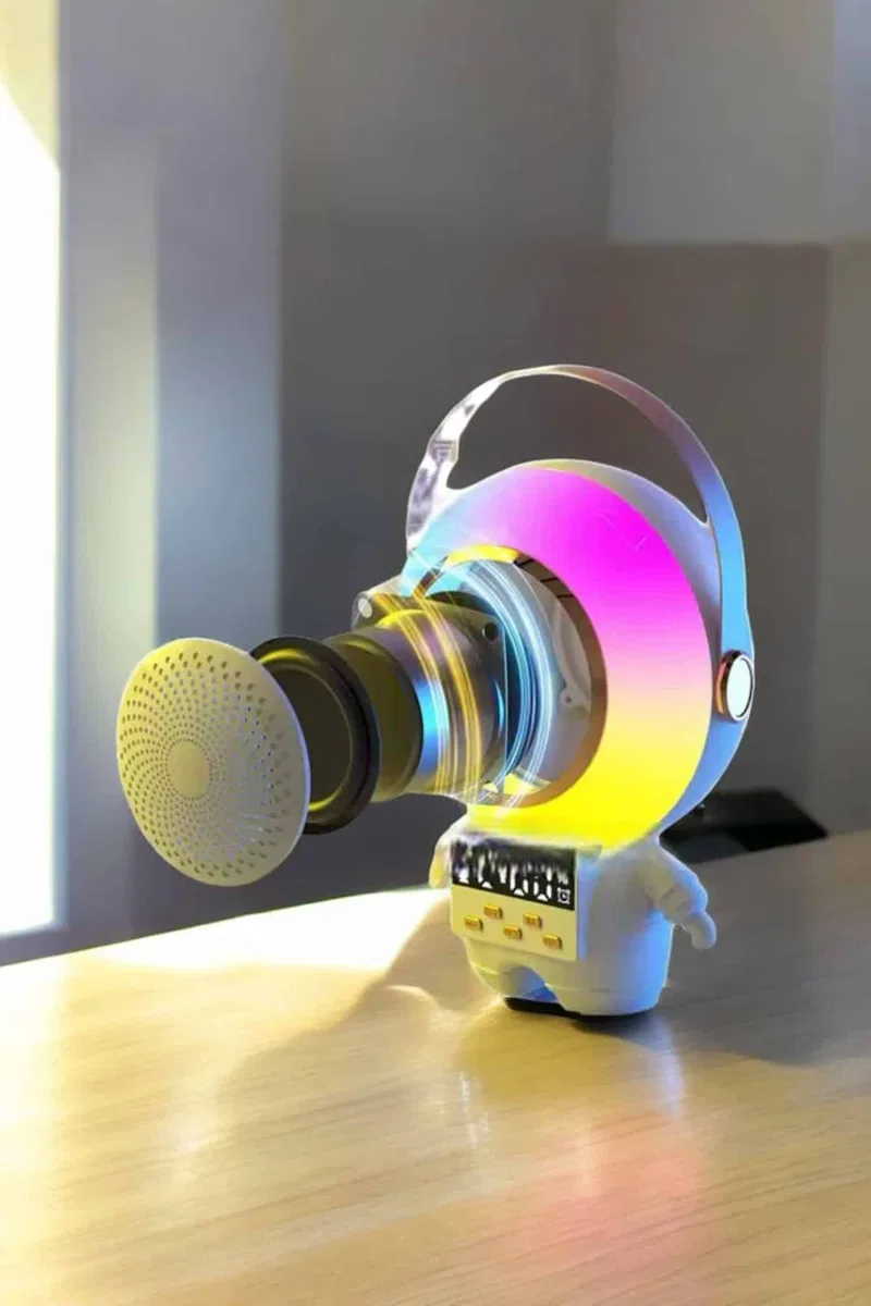 Mini Karaoke Astronot Bluetooth Speaker Karaoke Mikrofon görsel 3
