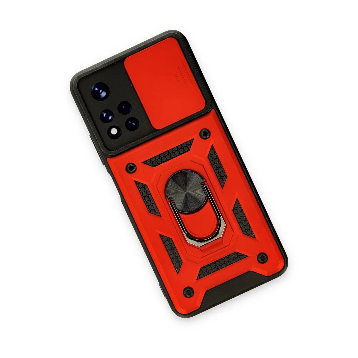 Xiaomi Redmi Note 11t Kılıf Pars Lens Yüzüklü Silikon - Kırmızı görsel 2