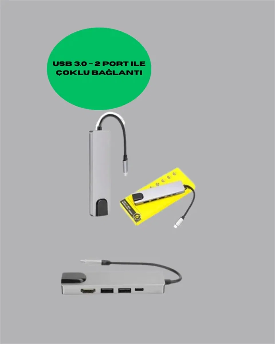 4K HDMI Çıkışlı, Gigabit Ethernet'li USB‑C Çoklu Port Hub görsel 3