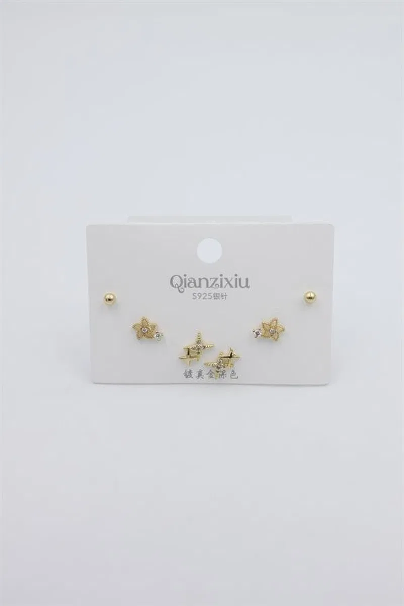 Çoklu Set Küpe - Altın