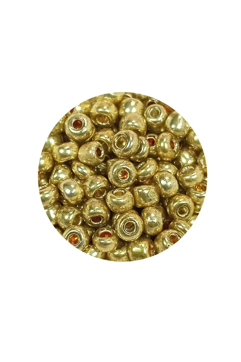 Dökme Cam Kum Boncuk Büyük Boy (6/0) 4 mm - 20 Gram - Altın - BNC093 görsel 2