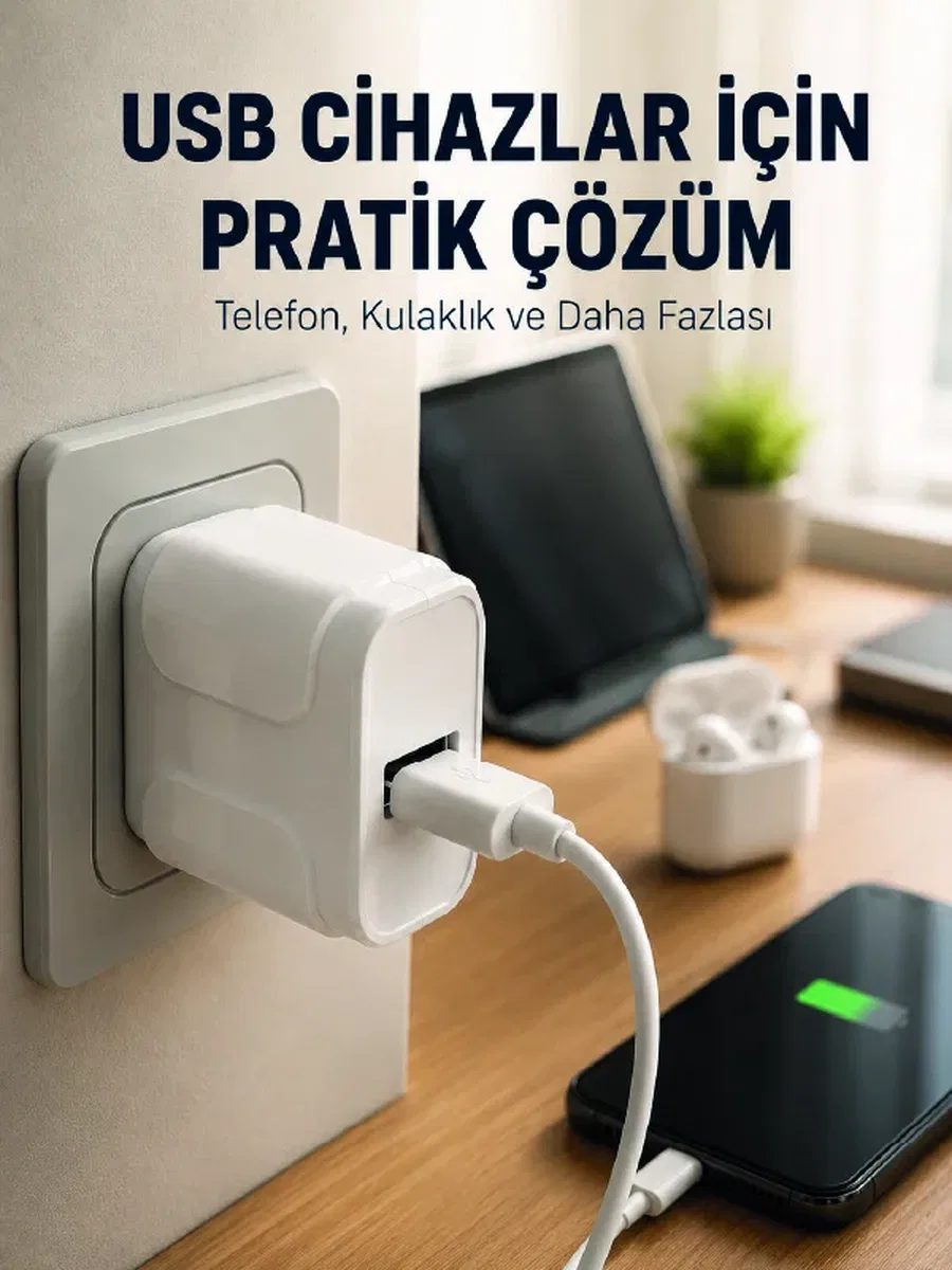 12W USB Şarj Adaptörü 5V 2. 4A Hızlı ve Güvenli Şarj Başlığı