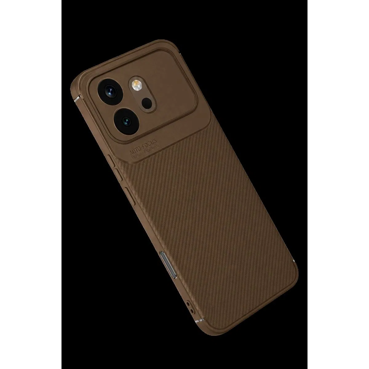 Huawei Honor 600 Auto Focus Karbon Kapak - Kahverengi görsel 2