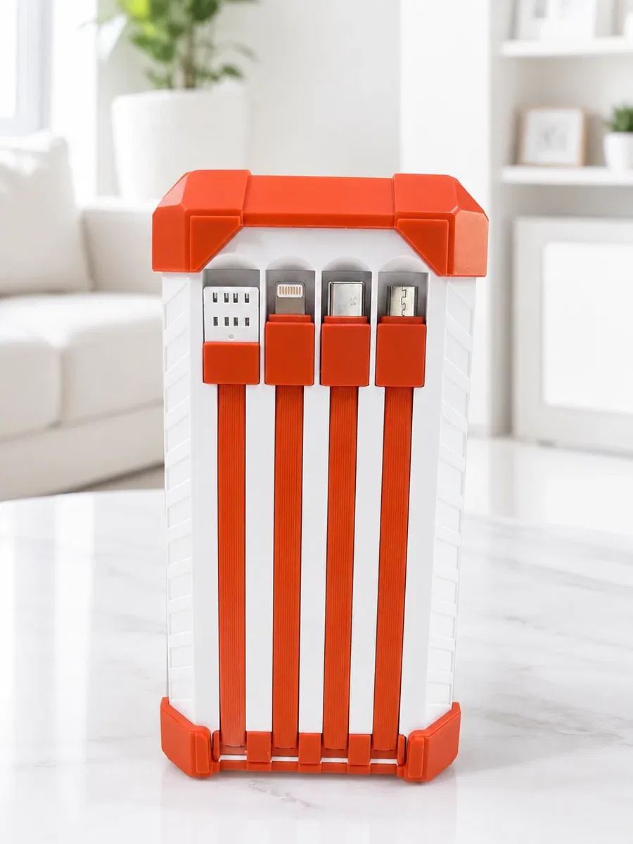 22. 5W Hızlı Şarj Destekli 60000 mAh Powerbank 4 Dahili Kablolu Çoklu USB Type-C Çıkışlı Güç Bankası görsel 4