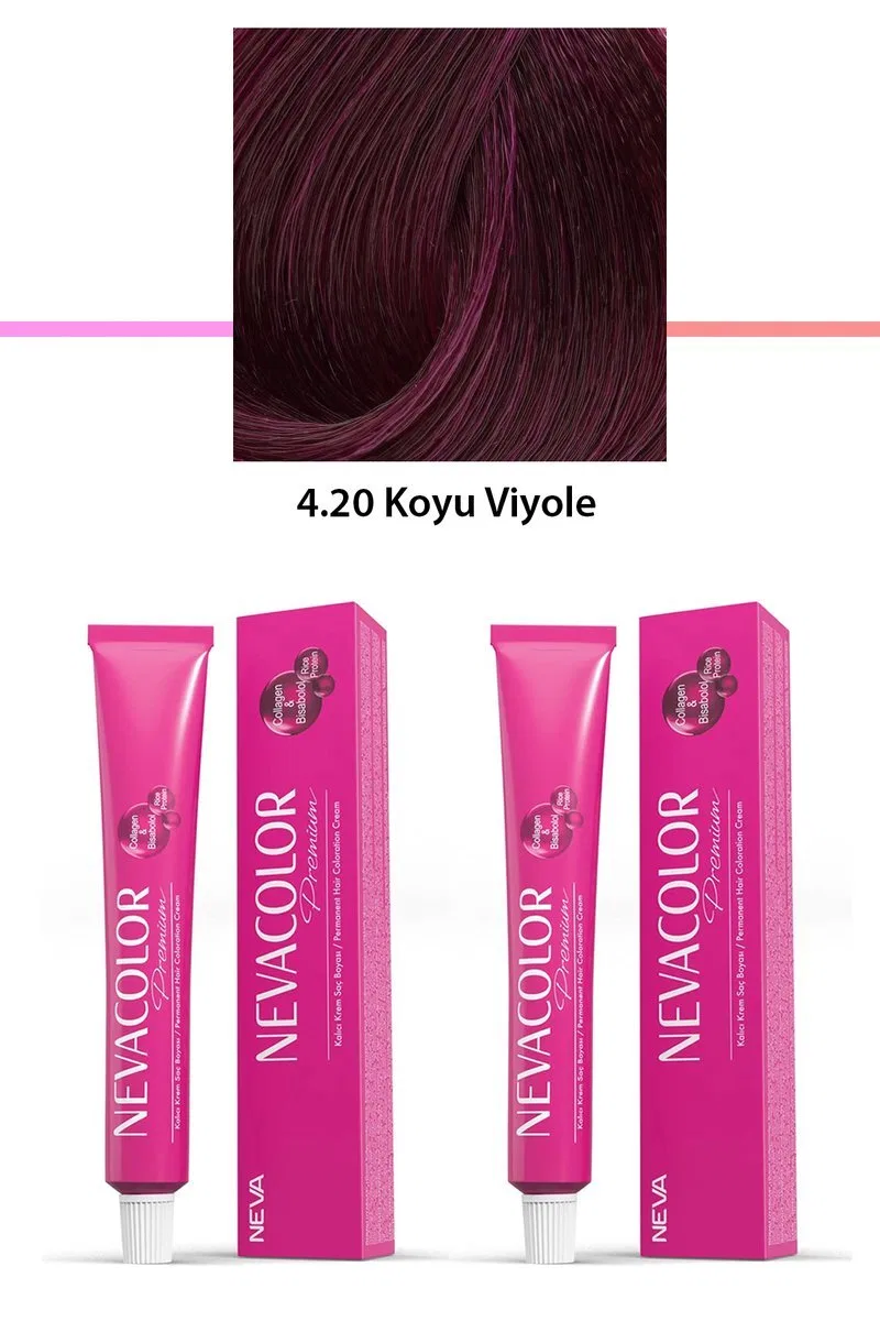 2 li Set Premium 4. 20 Koyu Viyole - Kalıcı Krem Saç Boyası 2 X 50 g Tüp